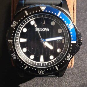 Bulova Men's Marine Star Black Dial Black Silicone